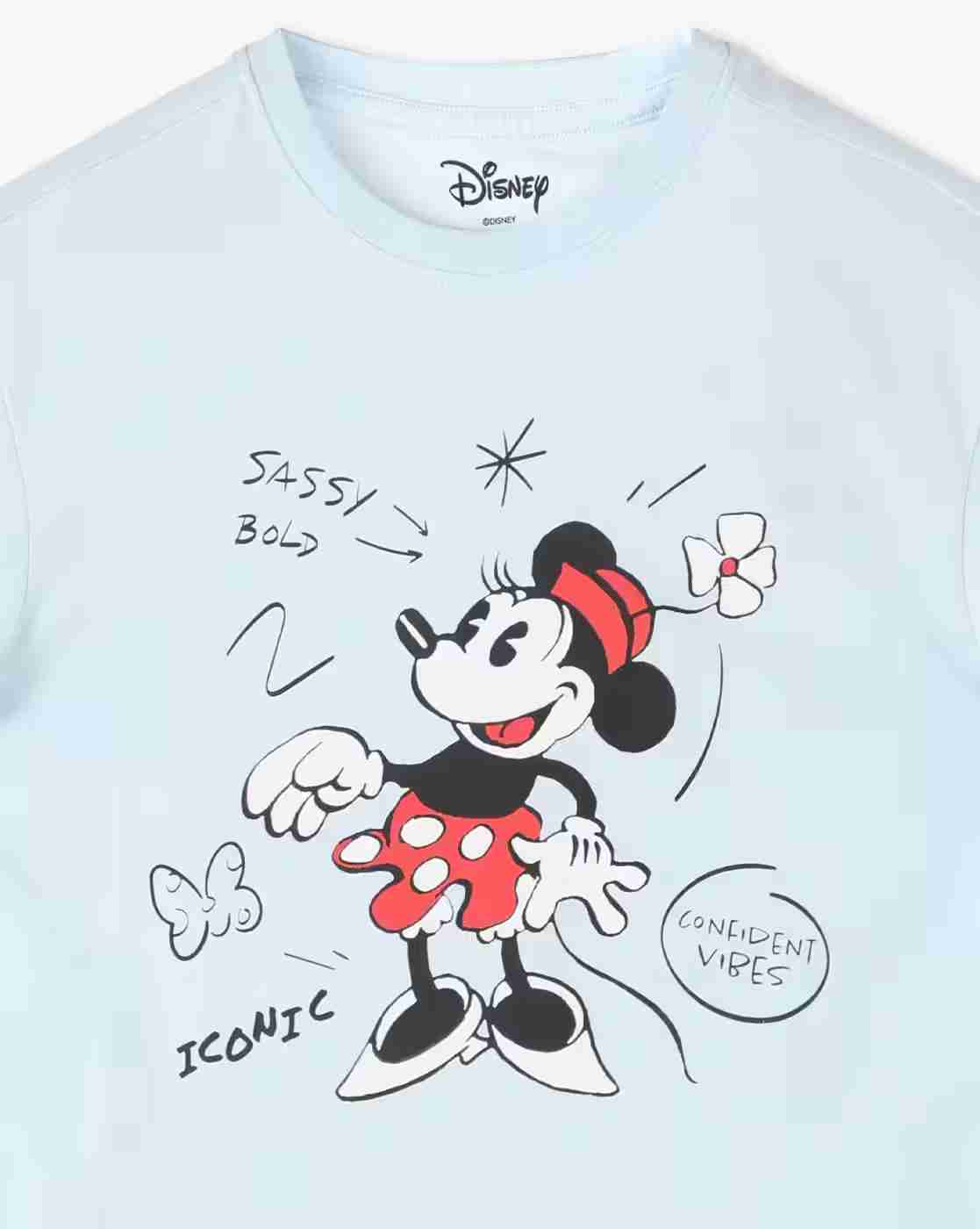 RIO GIRLS | Girls Minnie Mouse Print Boxy Fit Round-Neck T-Shirt|2