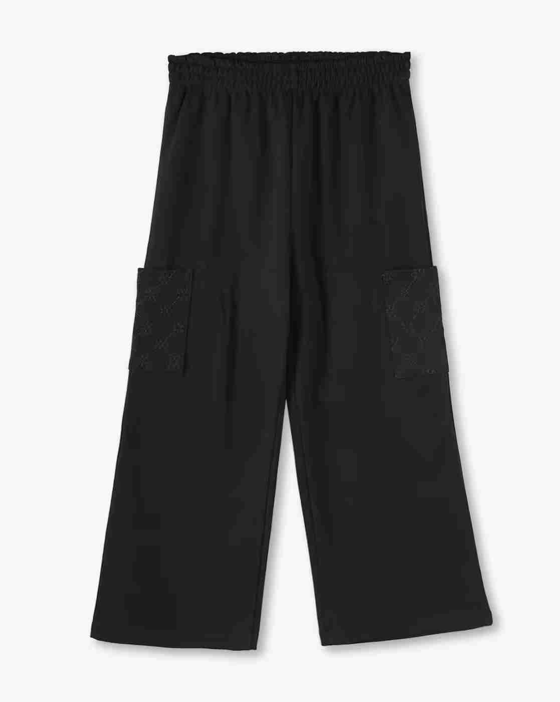 Girls Paperbag Pants with Patch Pockets