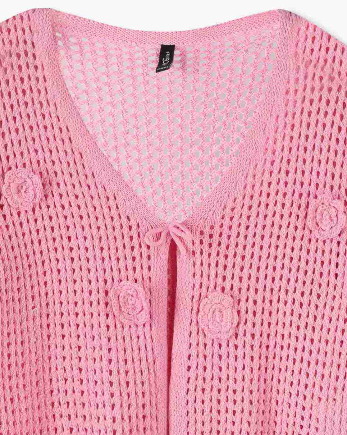 RIO GIRLS | Girls Geometric-Knit Front-Open Shrug|2
