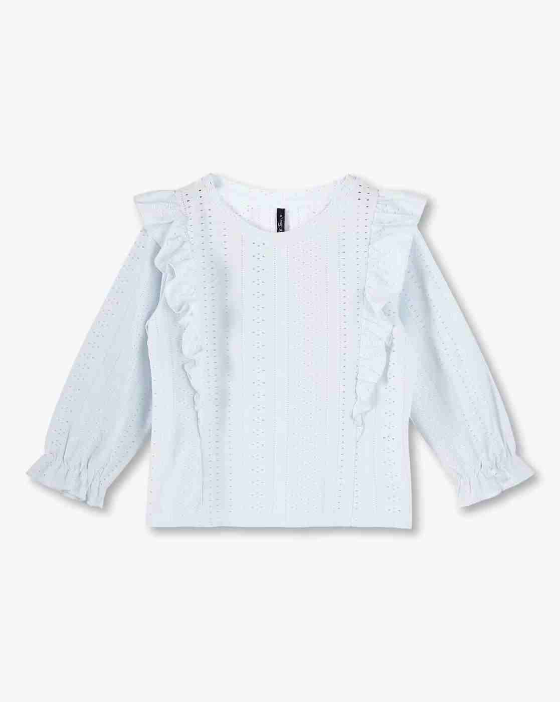 RIO GIRLS | Girls Schiffli Embroidered Regular Fit Top|0
