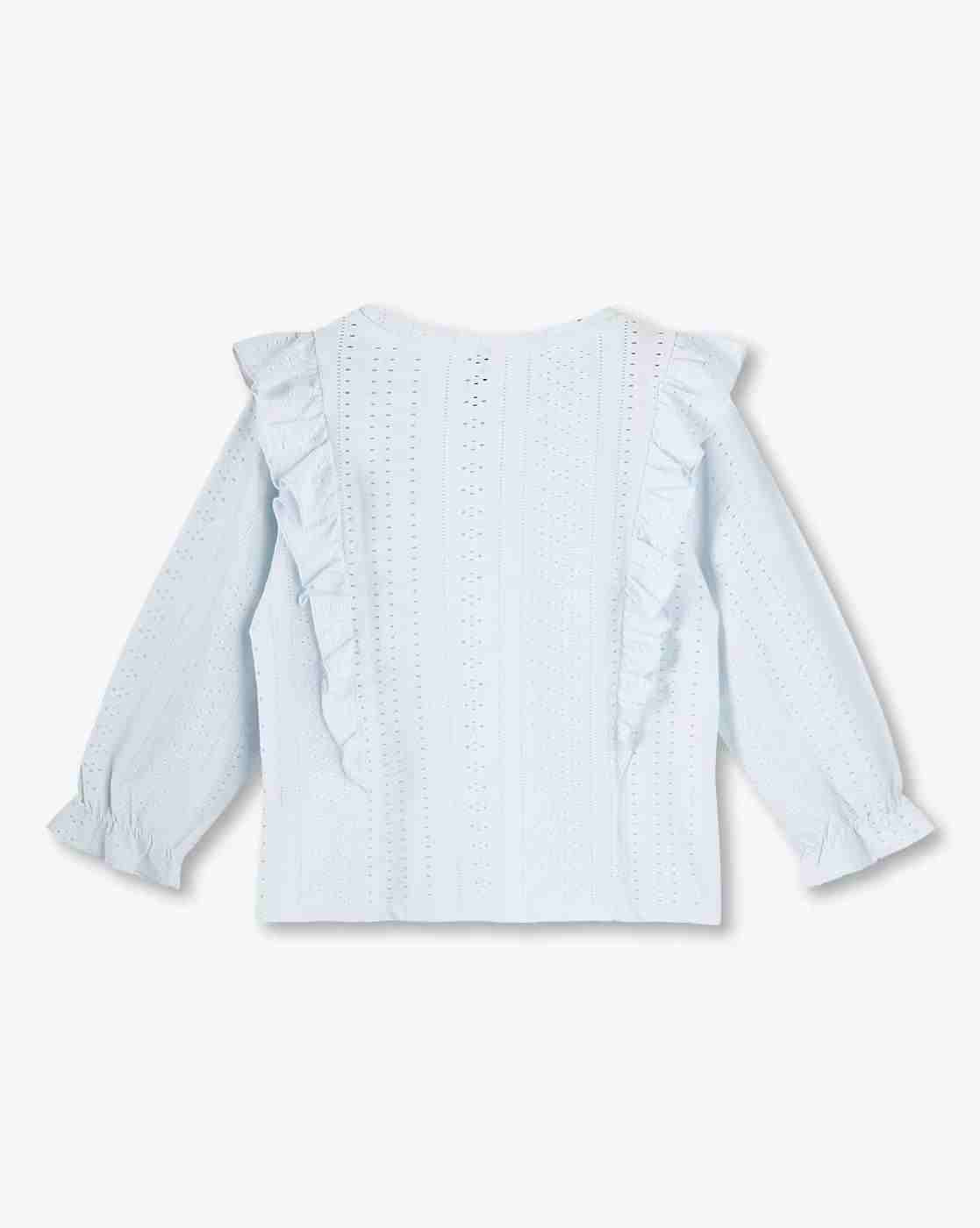 RIO GIRLS | Girls Schiffli Embroidered Regular Fit Top|1