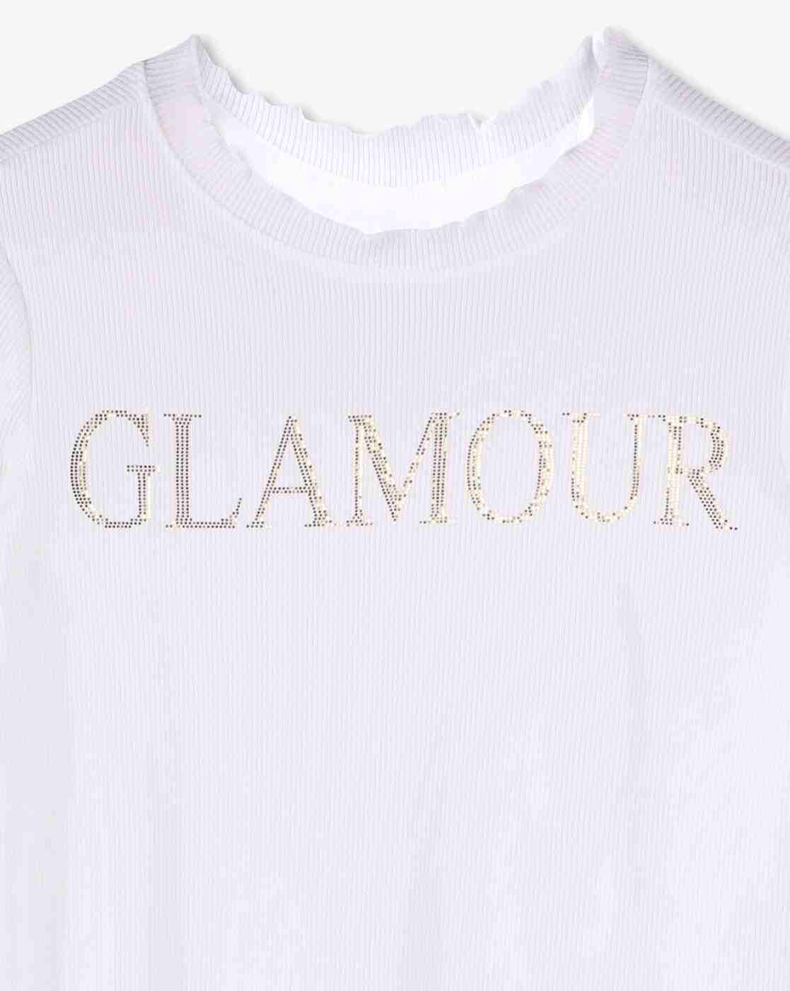 RIO GIRLS | Girls Embellished Glamour Print Round-Neck T-Shirt|2