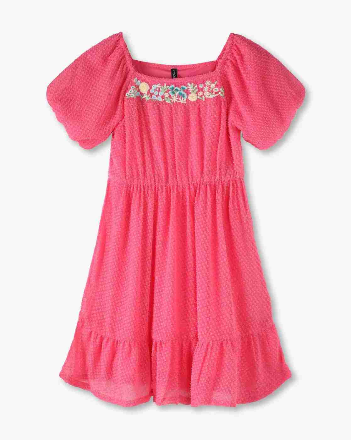 RIO GIRLS | Girls Floral Embroidered Flounce Dress|0