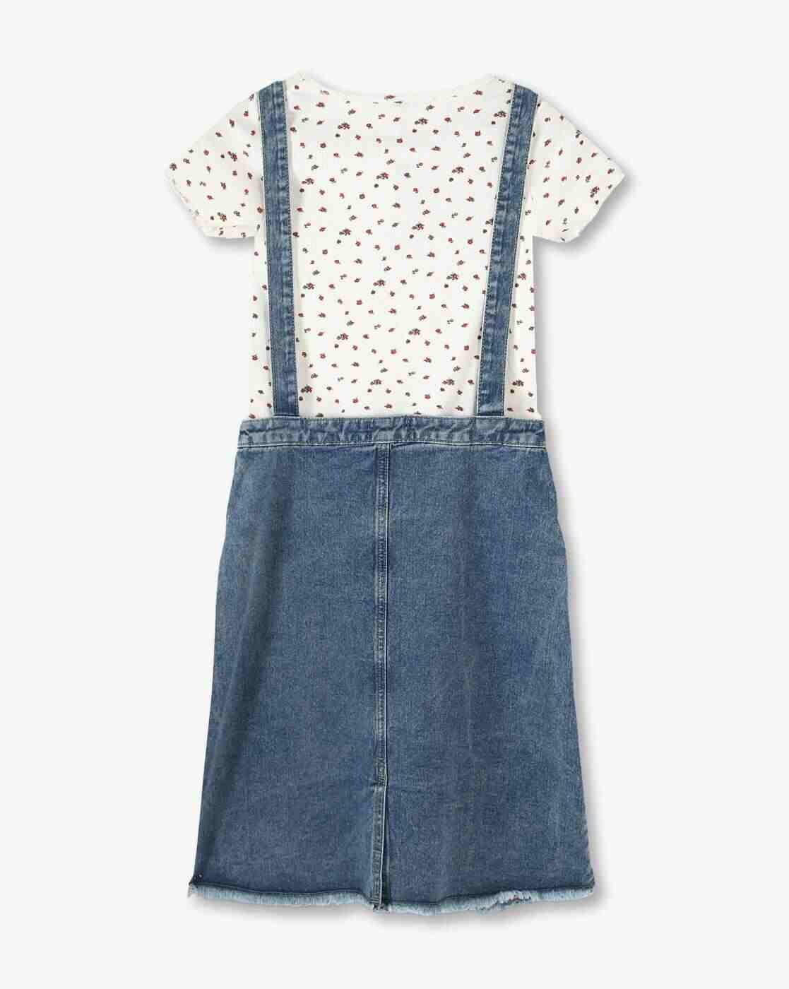 RIO GIRLS | Girls Pinafore Dress with Printed T-Shirt|1