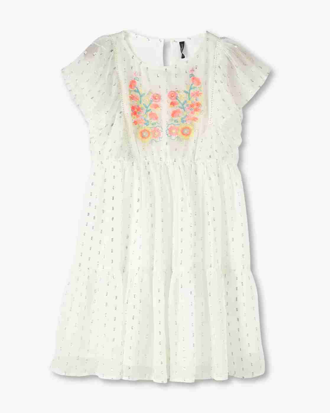 RIO GIRLS | Girls Floral Embroidered Flounce Dress|0