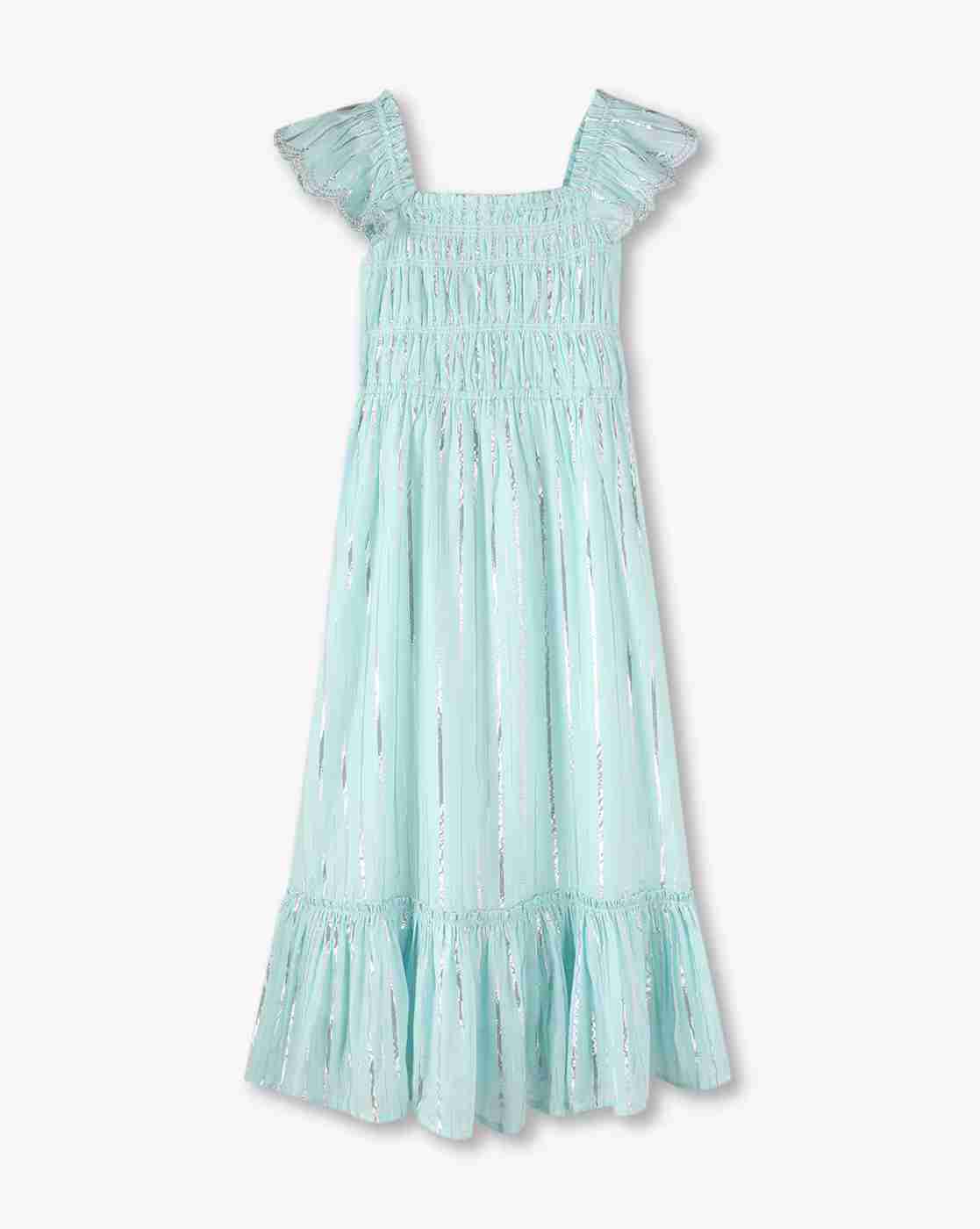 Girls Ruched Flounce Dress