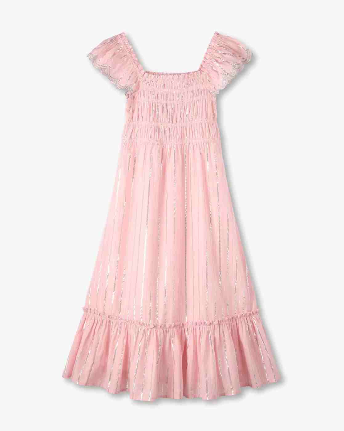 Girls Ruched Flounce Dress