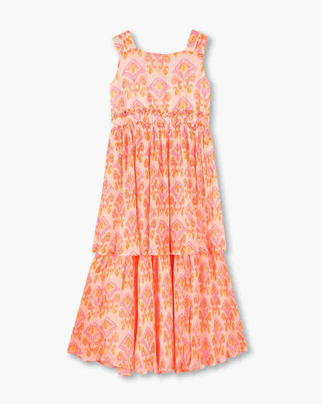RIO GIRLS | Girls Printed Layered Tiered Dress|1