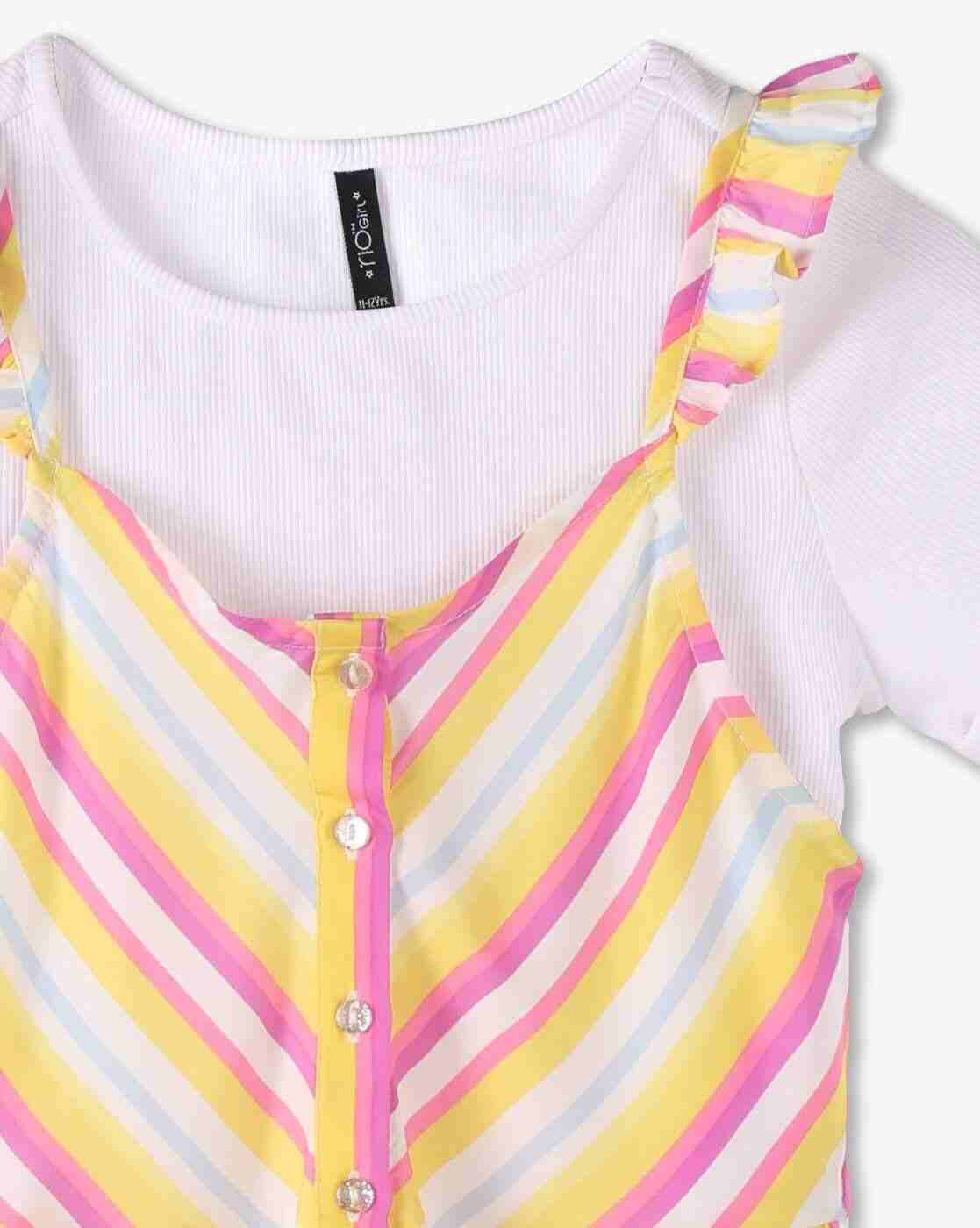 RIO GIRLS | Girls Striped Pinafore Dress with T-shirt|5