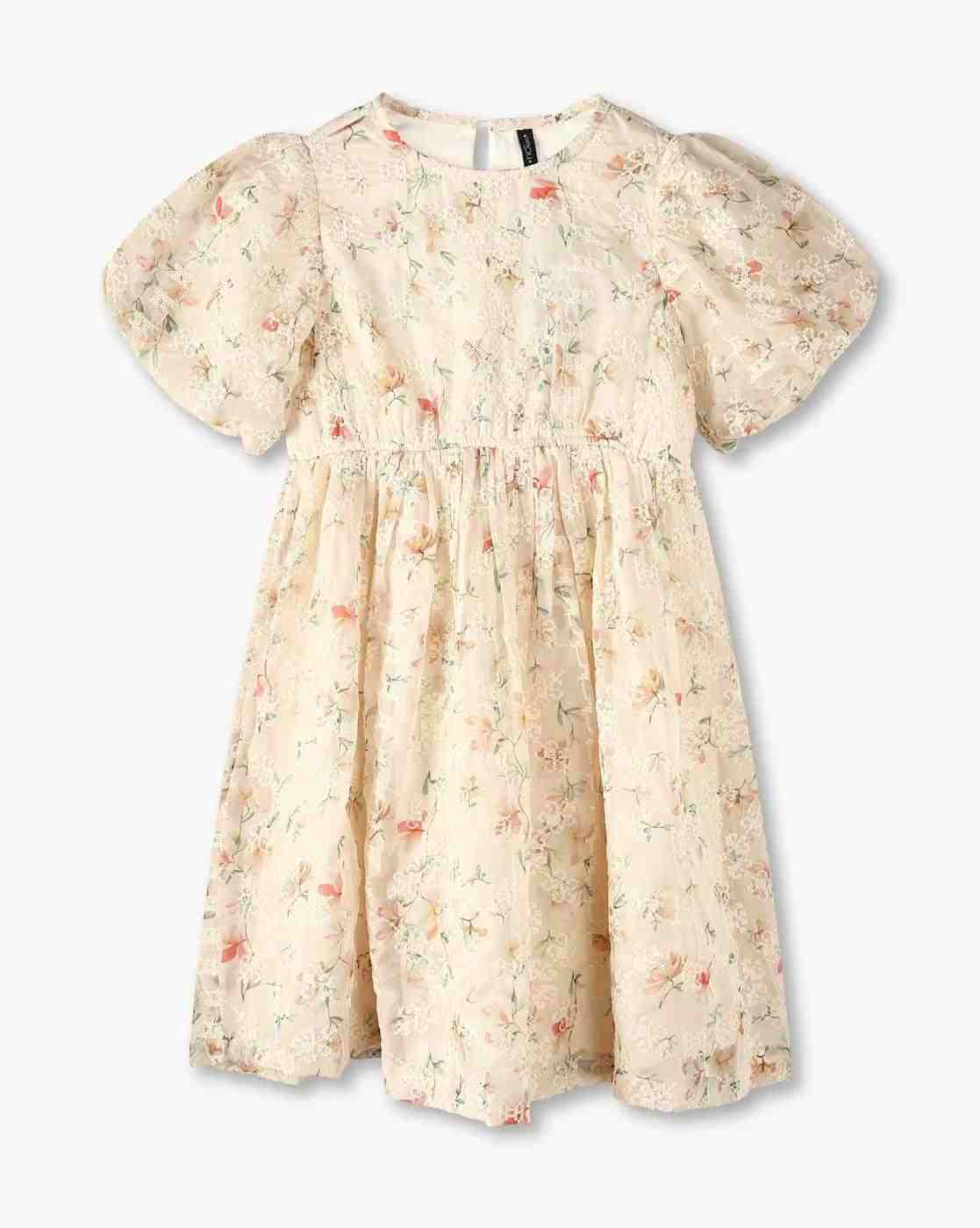Girls Floral Print Fit & Flare Dress