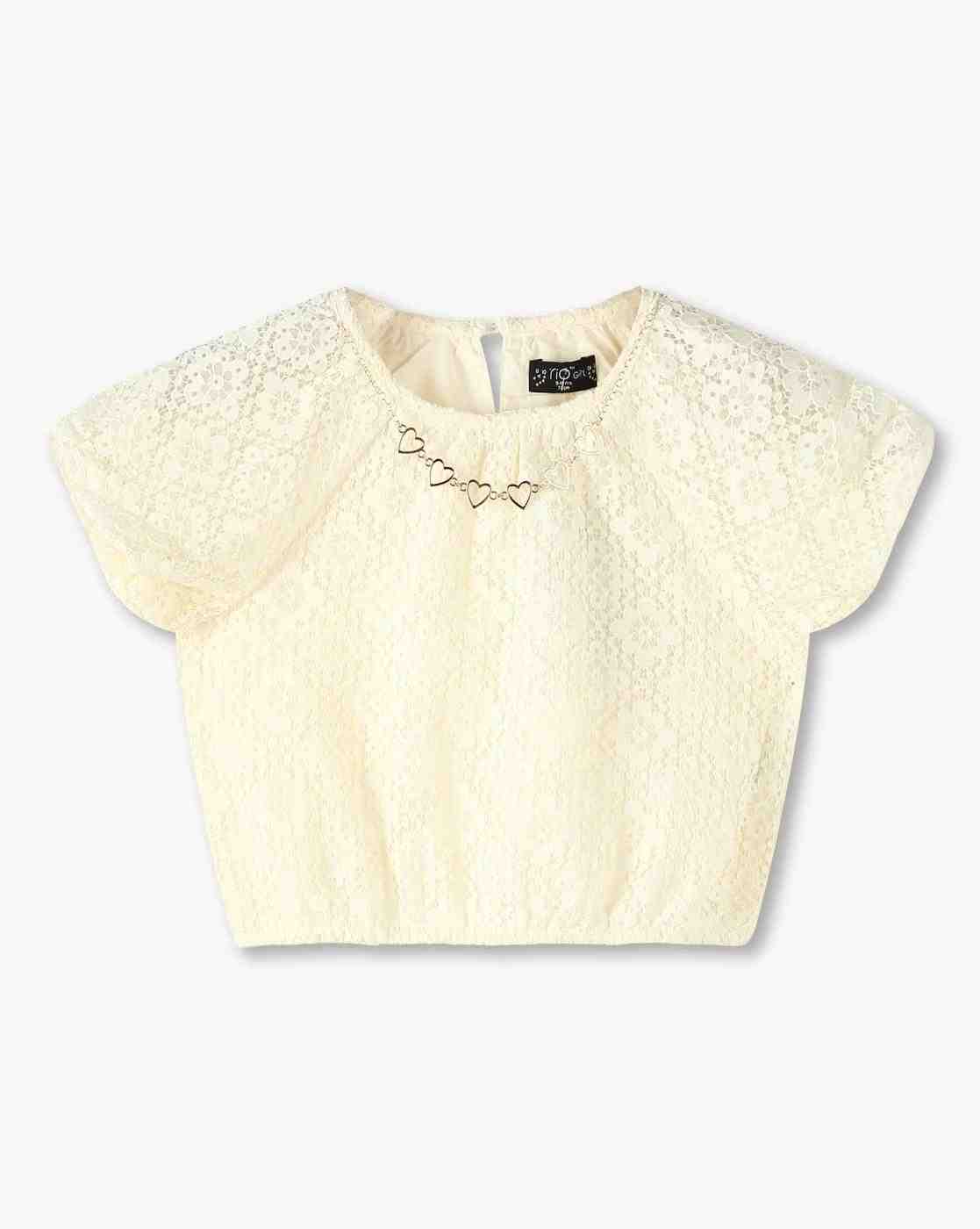 Girls Lace Relaxed Fit Blouson Top
