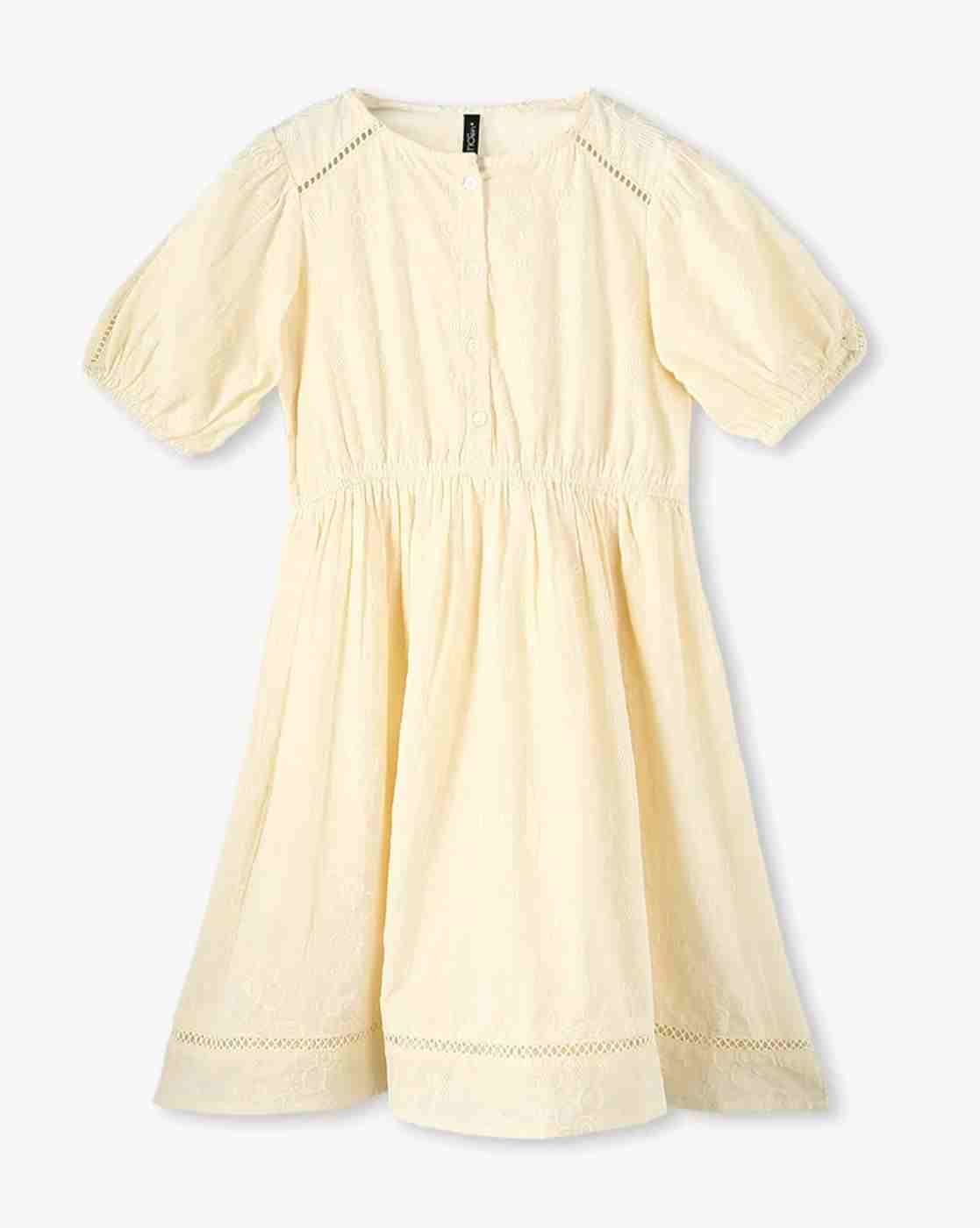 RIO GIRLS | Girls Floral Embroidered Fit & Flared Dress|0