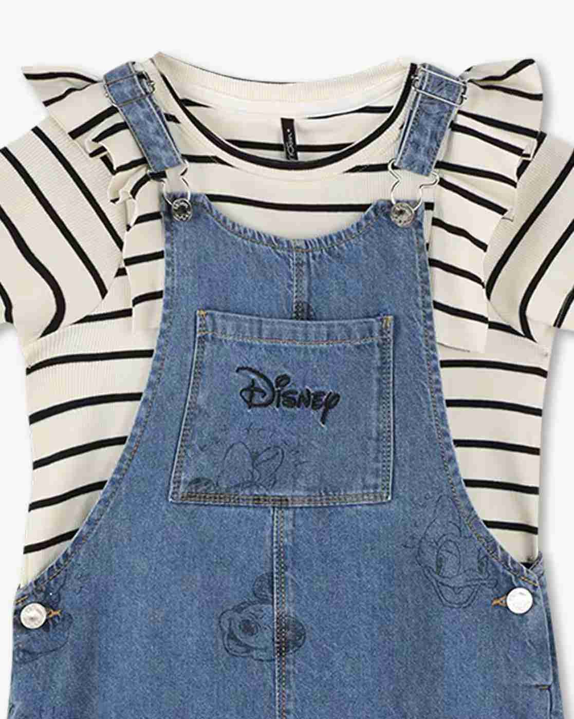 RIO GIRLS | Girls Denim Pinafore Dress with Striped T-Shirt|5