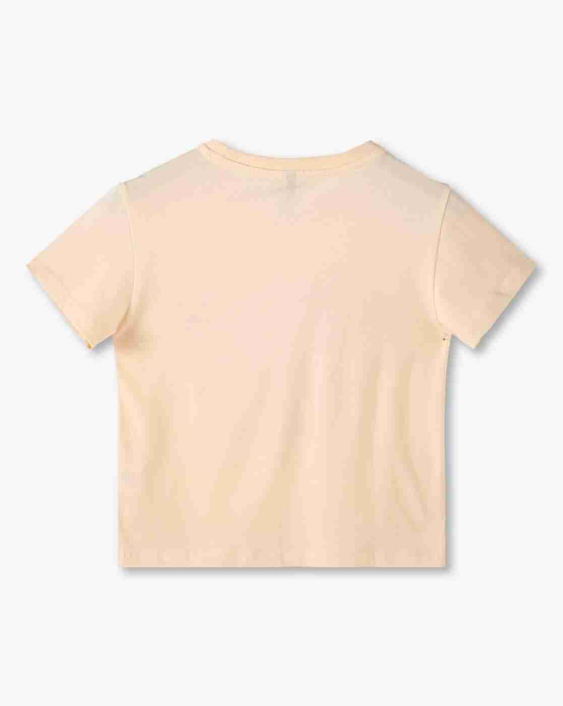RIO GIRLS | Girls Typographic Print Regular Fit Cotton Round-Neck T-Shirt|1