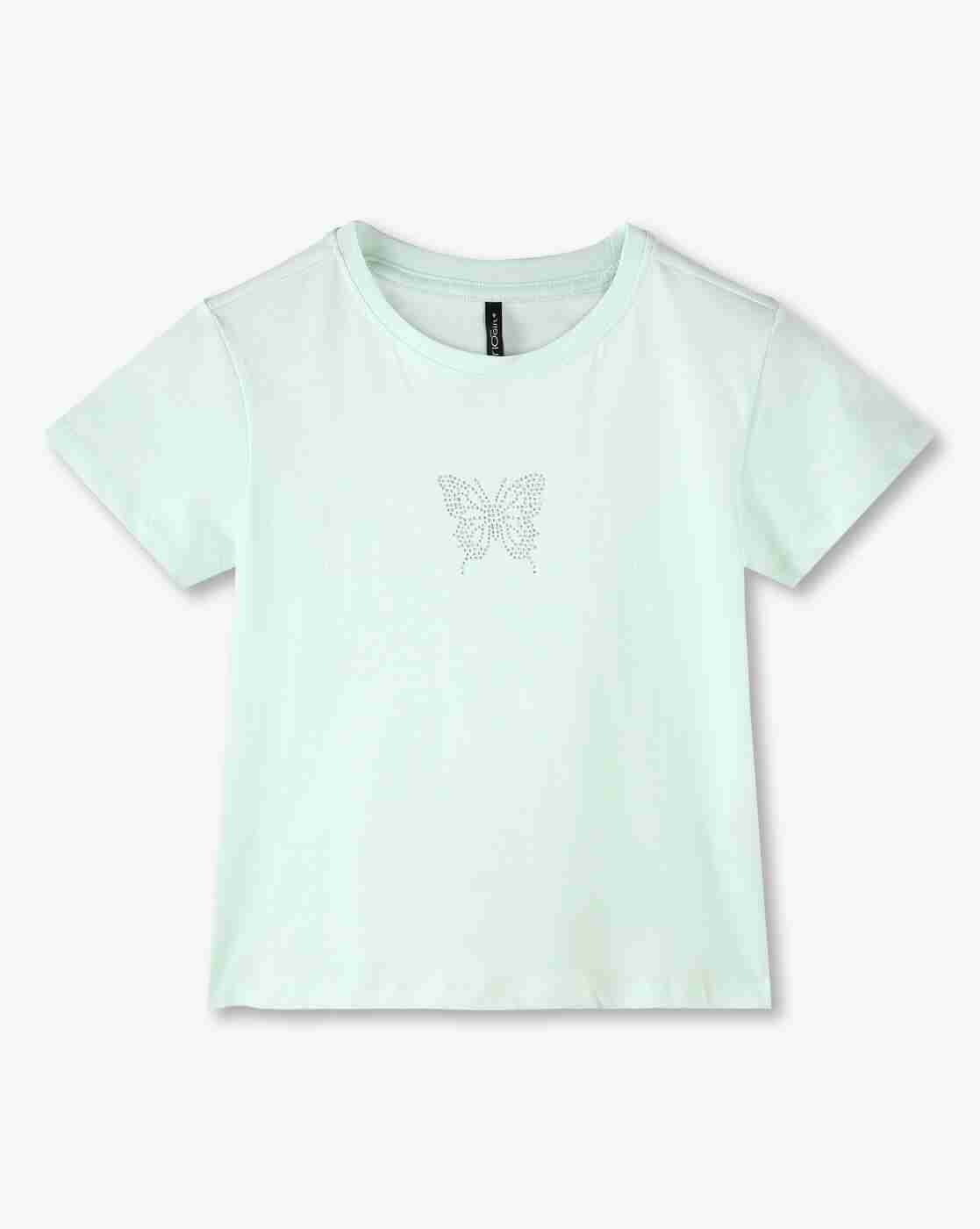 RIO GIRLS | Girls Embellished Relaxed Fit Round-Neck T-Shirt|0