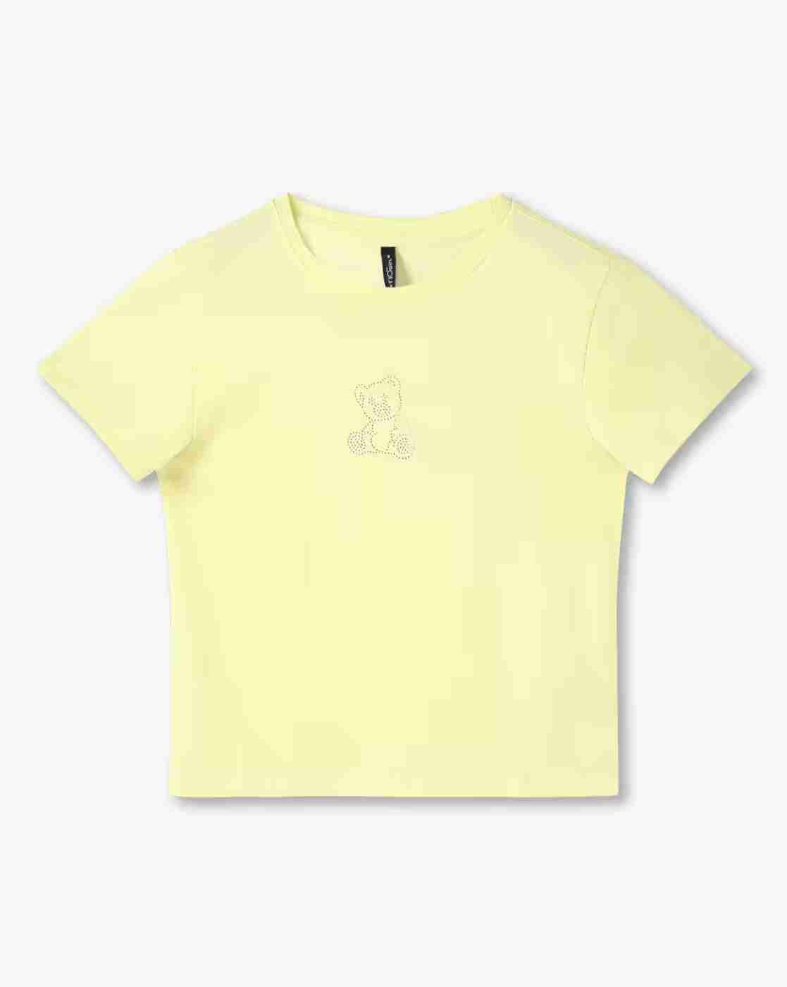 RIO GIRLS | Girls Teddy Bear Embellished Regular Fit Round-Neck T-Shirt|0