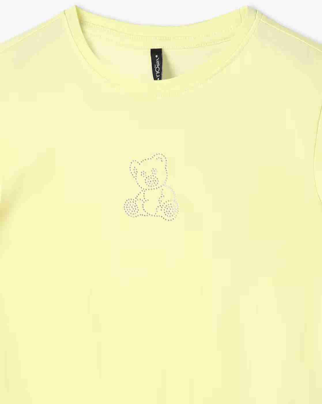 RIO GIRLS | Girls Teddy Bear Embellished Regular Fit Round-Neck T-Shirt|2