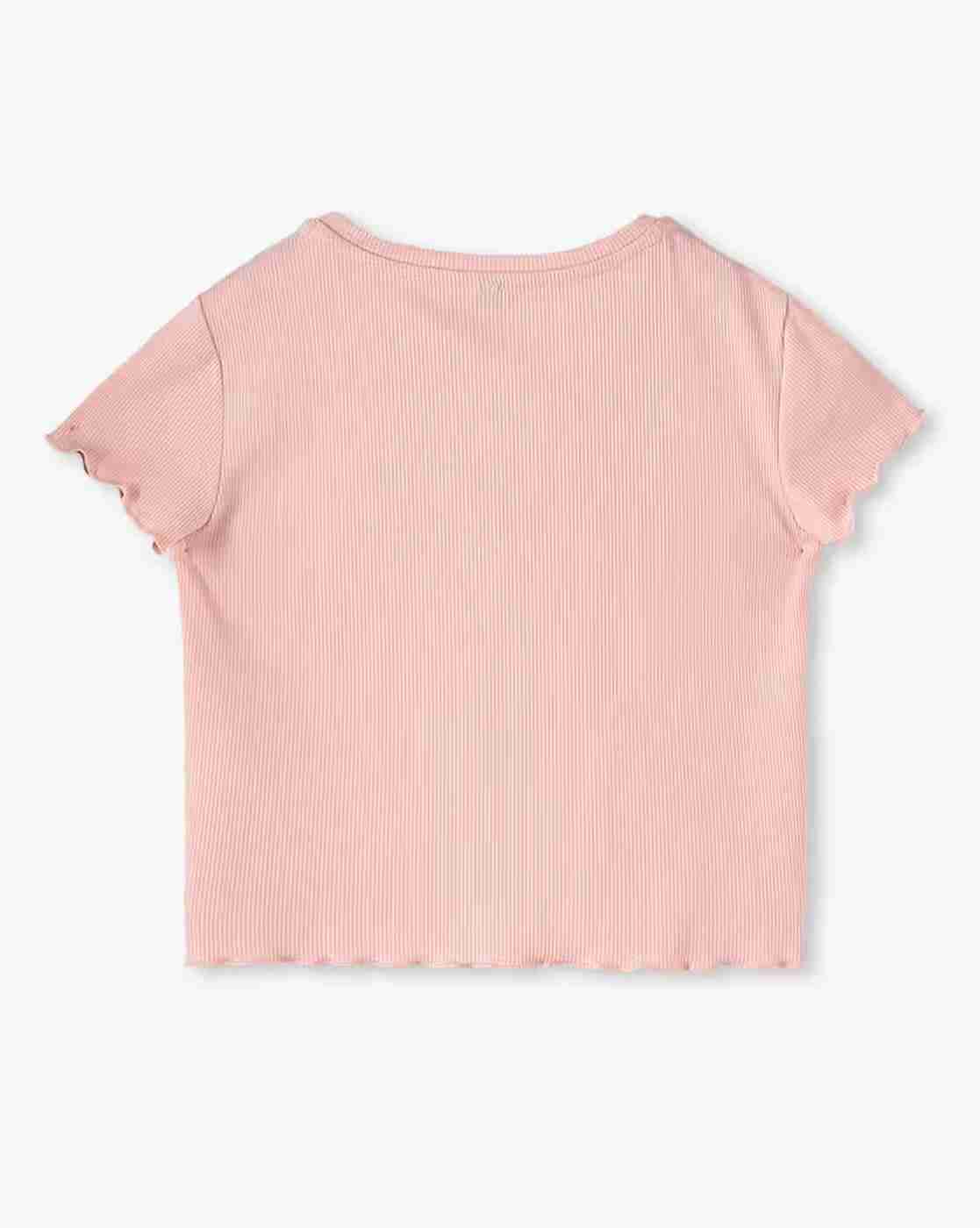 RIO GIRLS | Girls Ribbed Regular Fit Round-Neck T-Shirt|1