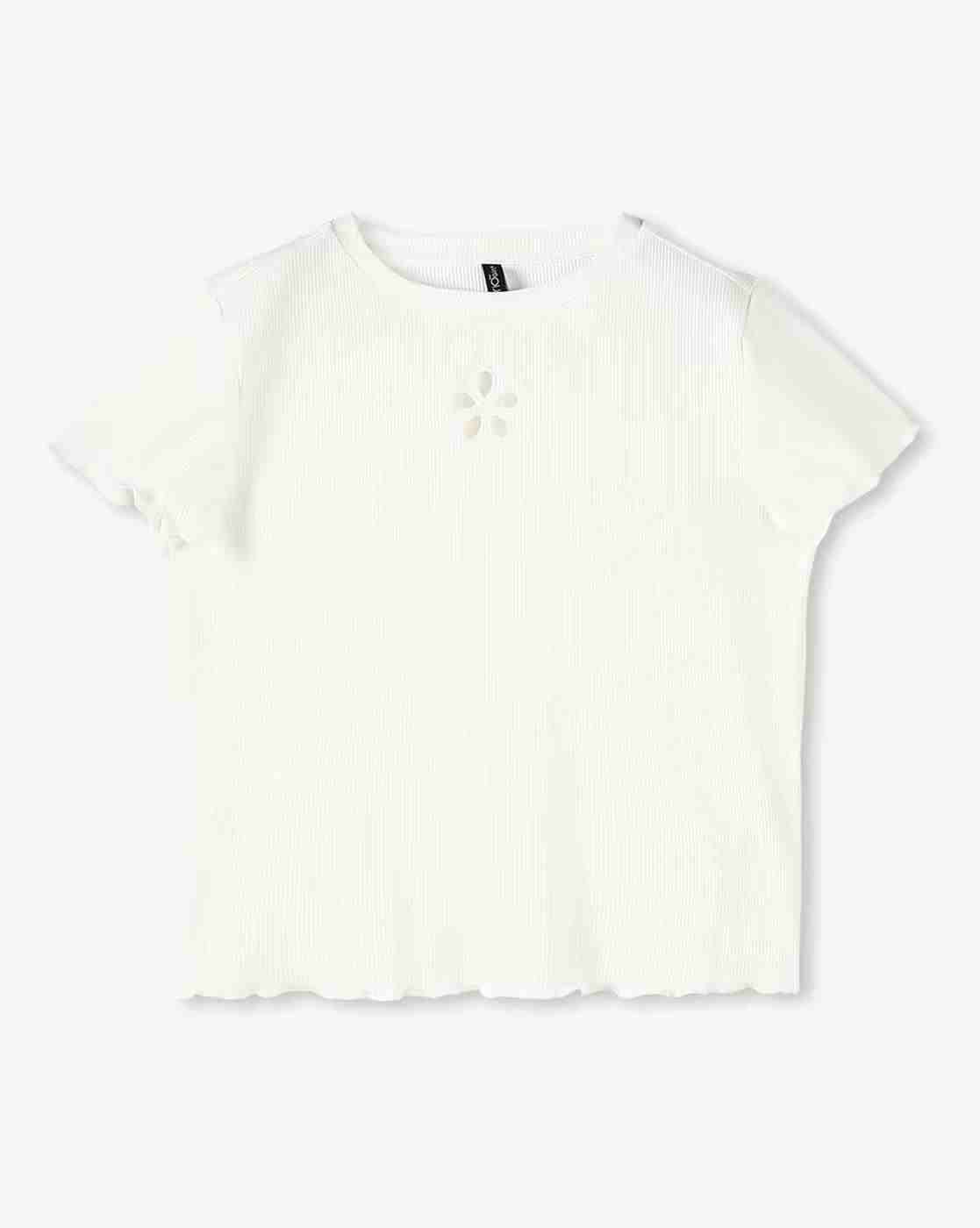 RIO GIRLS | Girls Ribbed Regular Fit Round-Neck T-Shirt|0