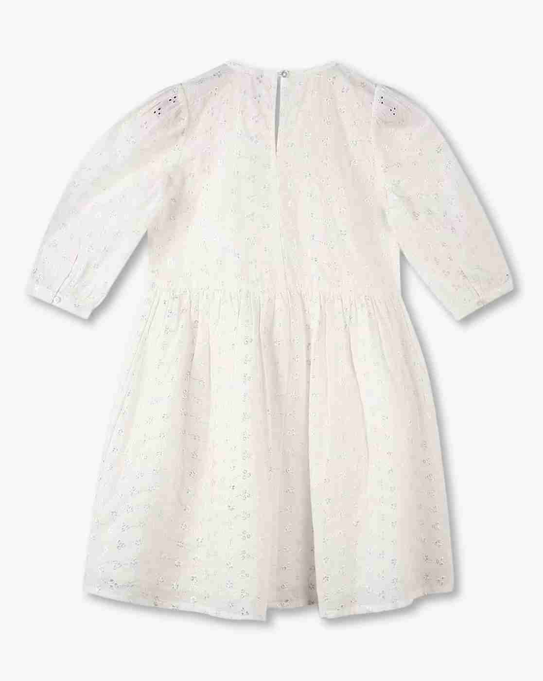 RIO GIRLS | Girls Schiffli Embroidered Cotton Fit & Flare Dress|1