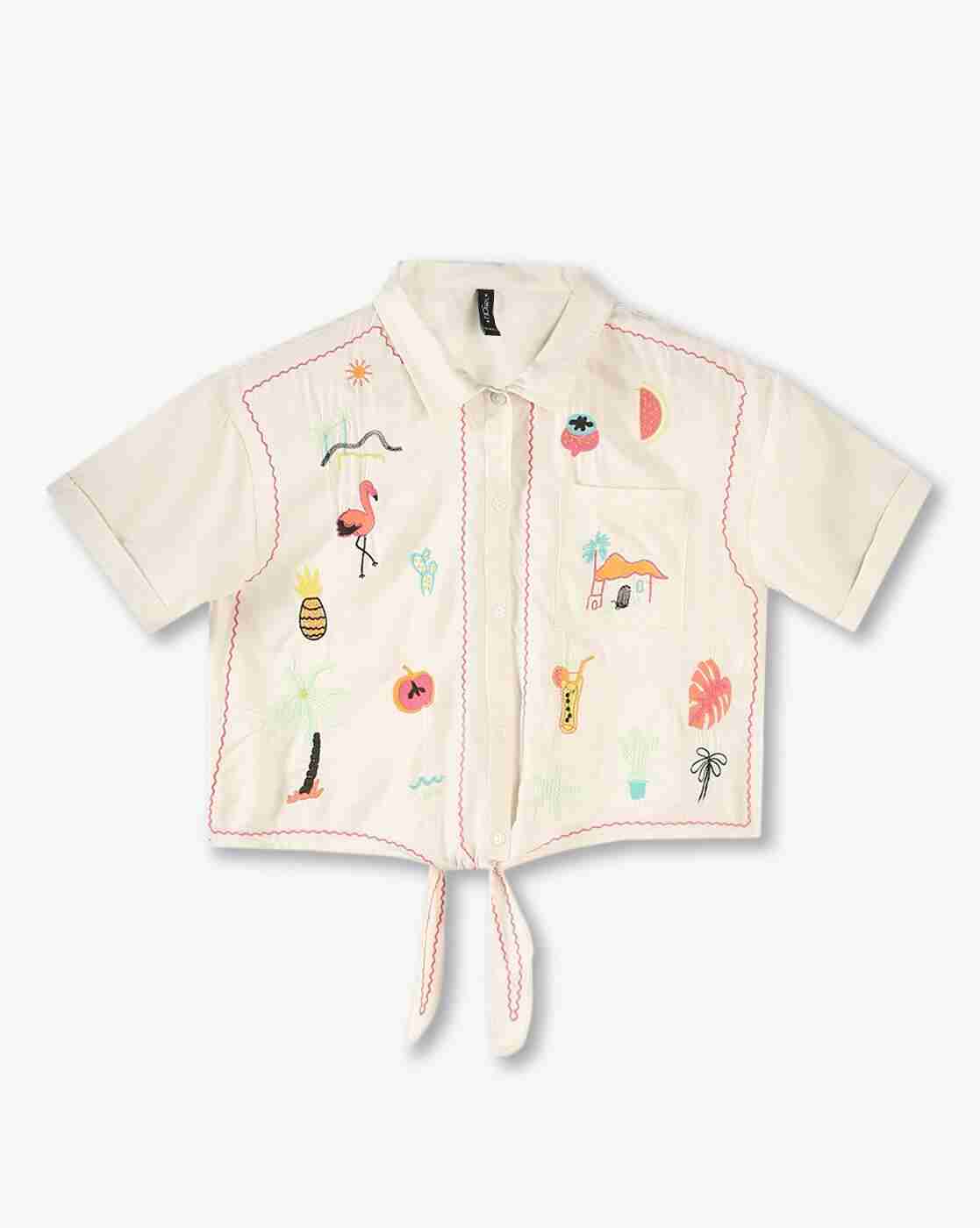 RIO GIRLS | Girls Embroidered Boxy Fit Shirt|0