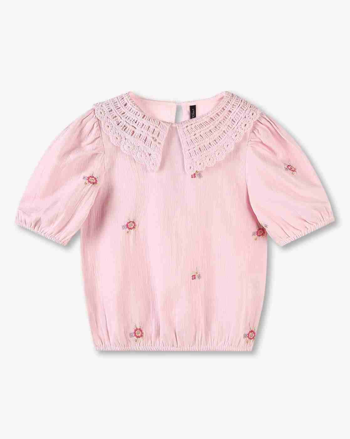 RIO GIRLS | Girls Embroidered Regular Fit Cotton Top|0