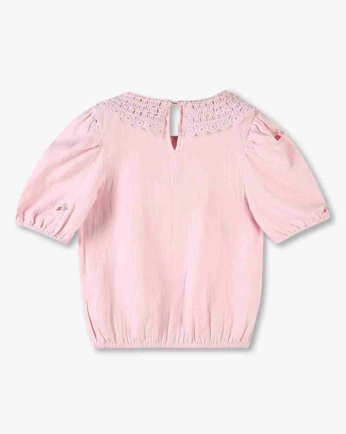 RIO GIRLS | Girls Embroidered Regular Fit Cotton Top|1