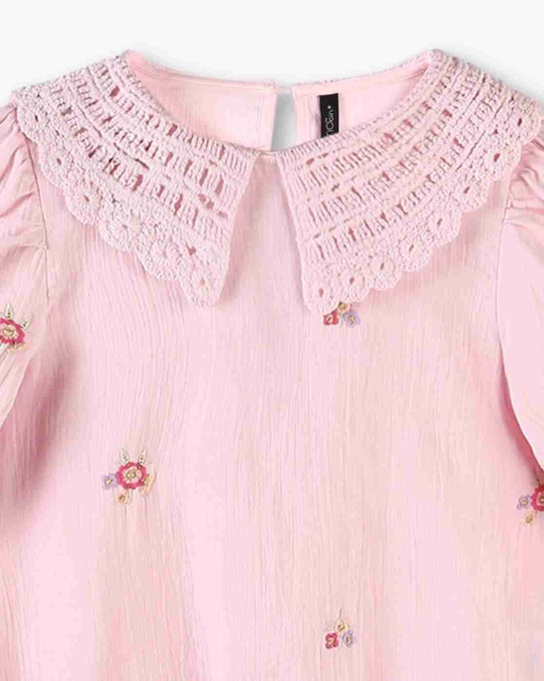 RIO GIRLS | Girls Embroidered Regular Fit Cotton Top|2