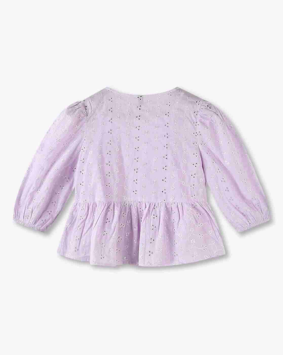 RIO GIRLS | Girls Schiffli Embroidered Regular Fit Cotton Top|2