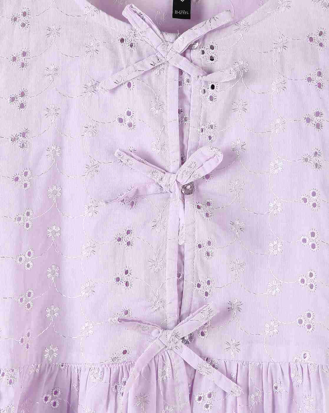 RIO GIRLS | Girls Schiffli Embroidered Regular Fit Cotton Top|5