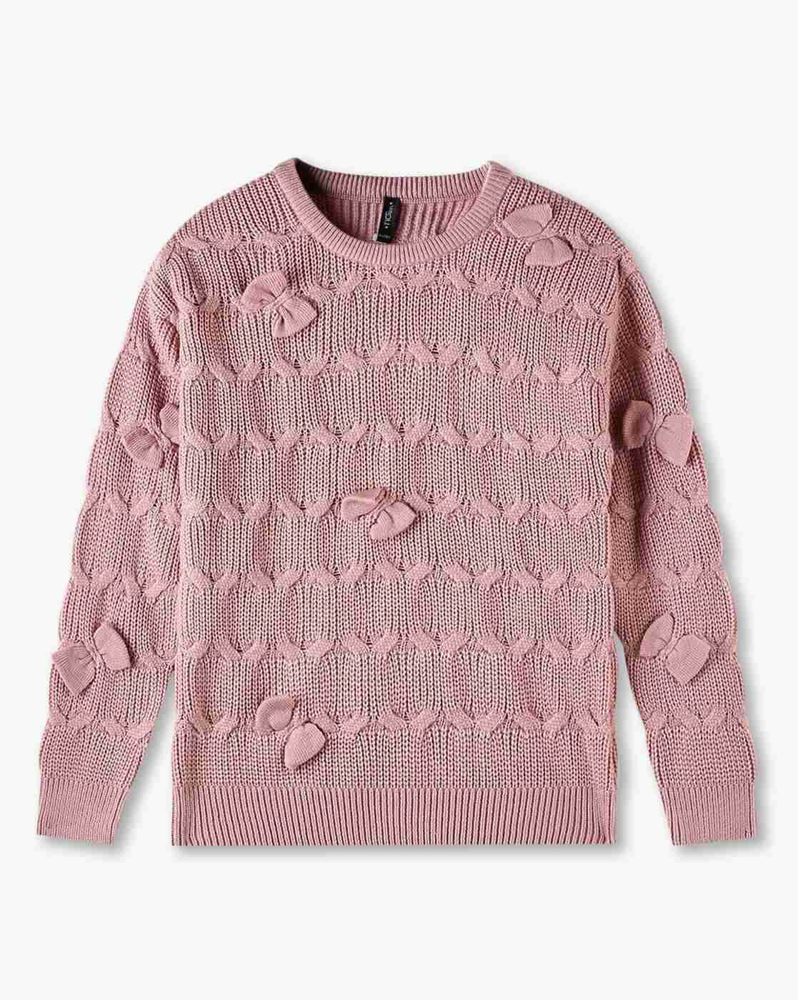 RIO GIRLS | Girls Cable-Knit Round-Neck Sweatshirt|0