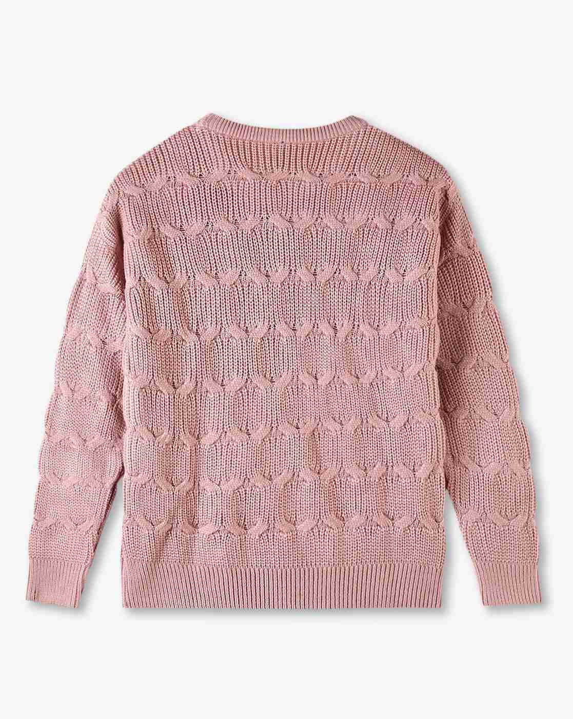 RIO GIRLS | Girls Cable-Knit Round-Neck Sweatshirt|1