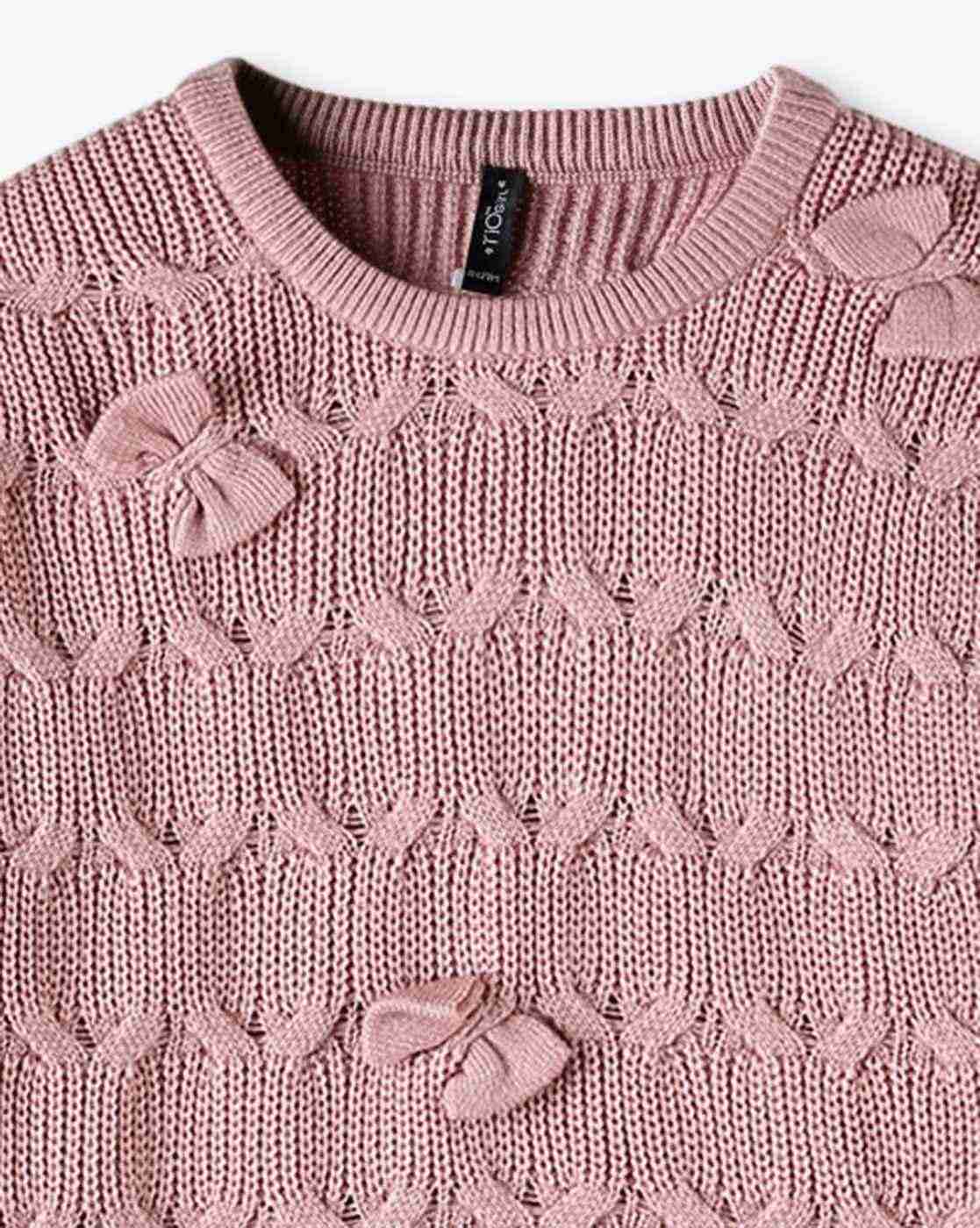 RIO GIRLS | Girls Cable-Knit Round-Neck Sweatshirt|2