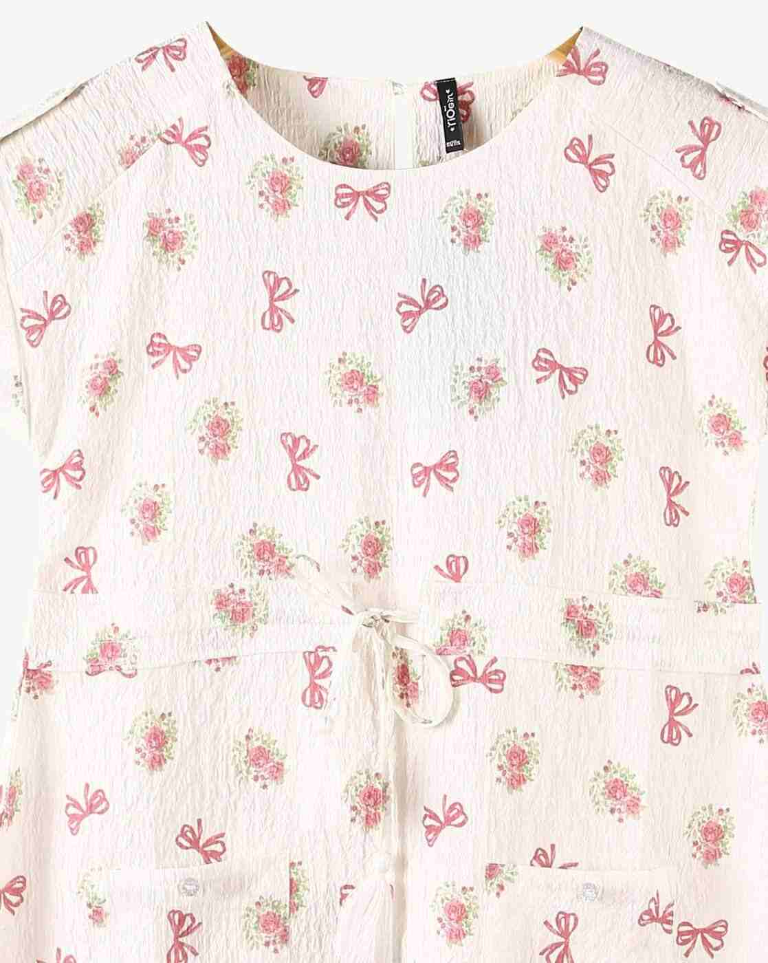 RIO GIRLS | Girls Leaf Print A-Line Dress|2