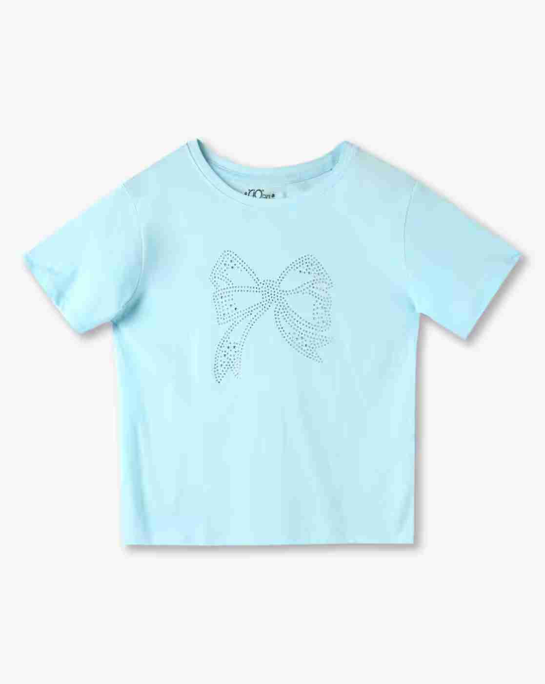 RIO GIRLS | Girls Embellished Regular Fit Round-Neck T-Shirt|0