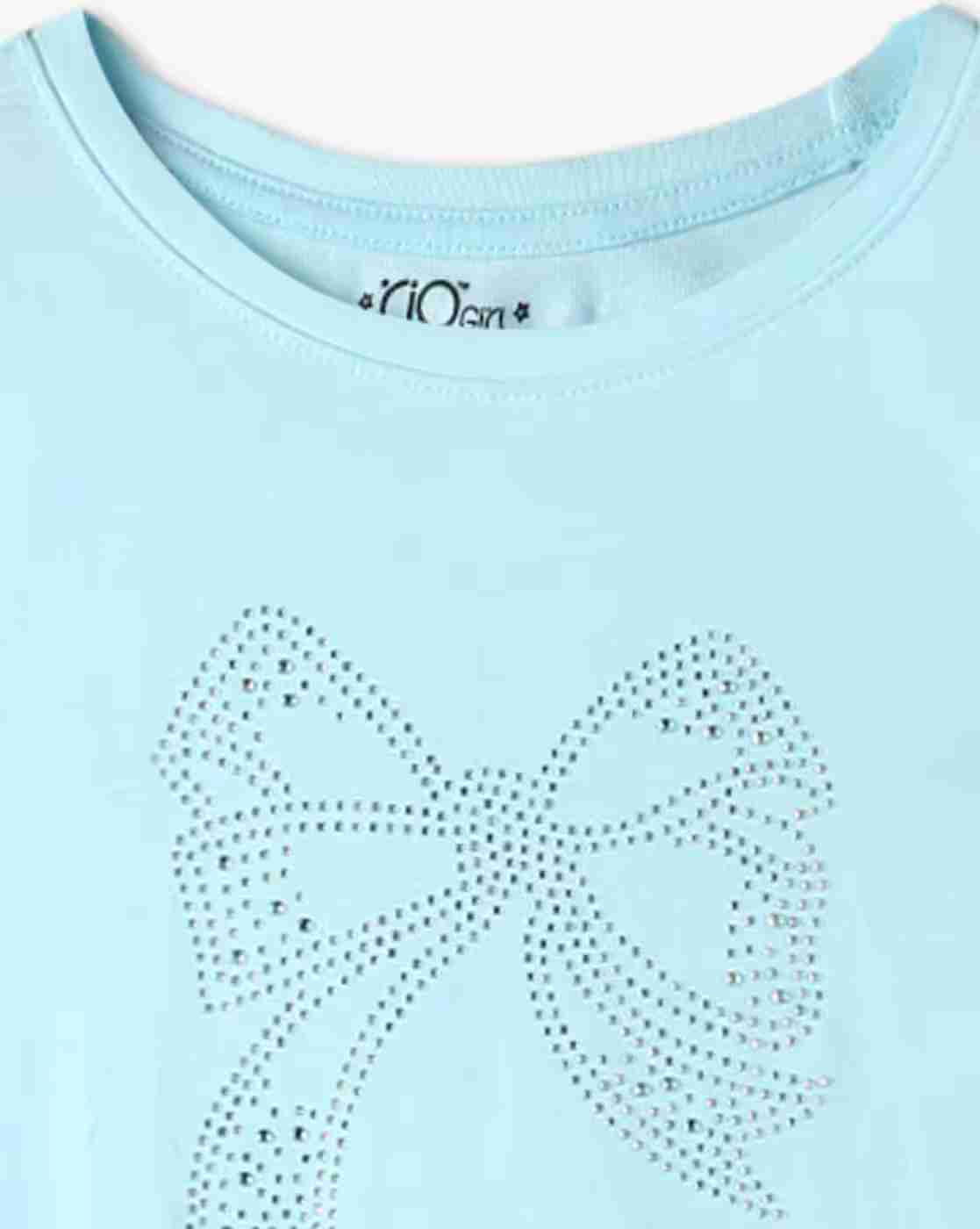 RIO GIRLS | Girls Embellished Regular Fit Round-Neck T-Shirt|2