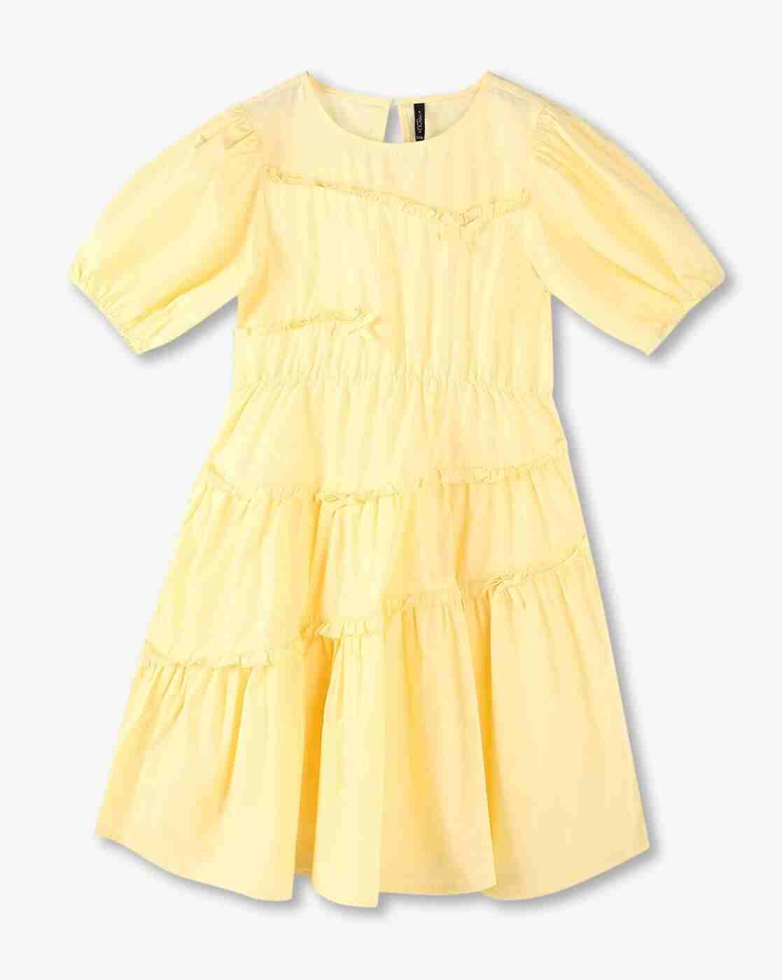 RIO GIRLS | Girls Round-Neck Tiered Dress|0
