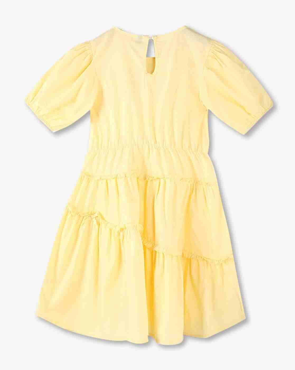 RIO GIRLS | Girls Round-Neck Tiered Dress|1