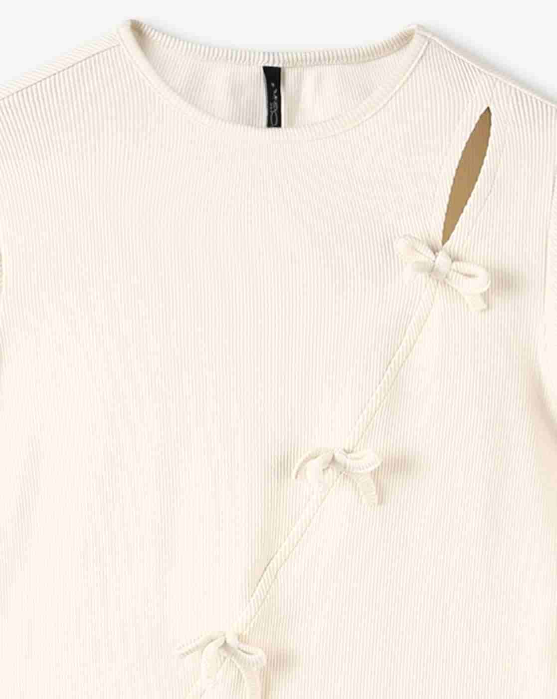 RIO GIRLS | Girls Ribbed Regular Fit Round-Neck T-Shirt|2