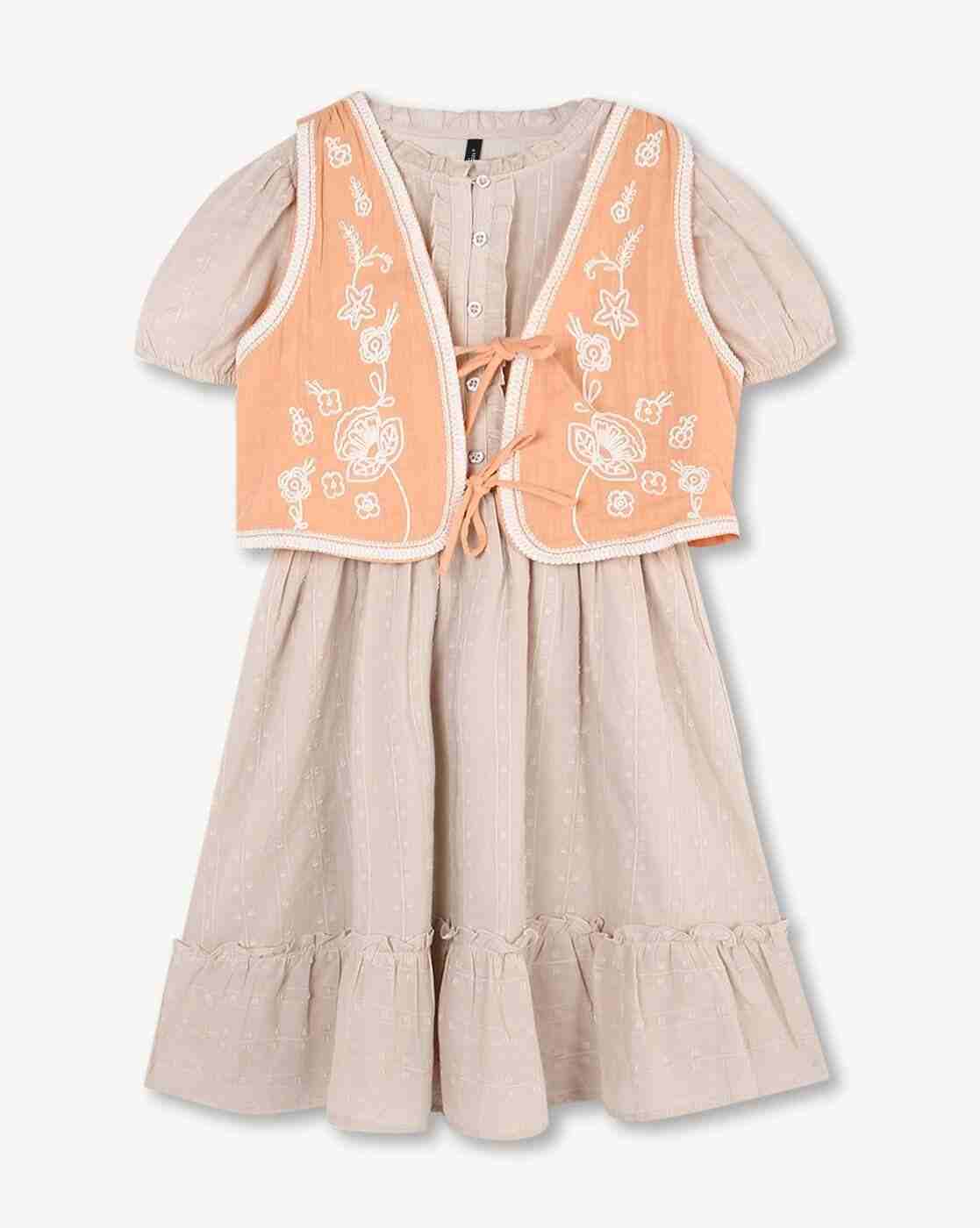 RIO GIRLS | Girls Embroidered Fit & Flare Dress|0