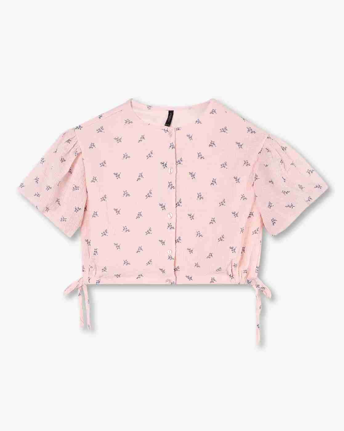 RIO GIRLS | Girls Floral Print Regular Fit Top with Tie-Up|0