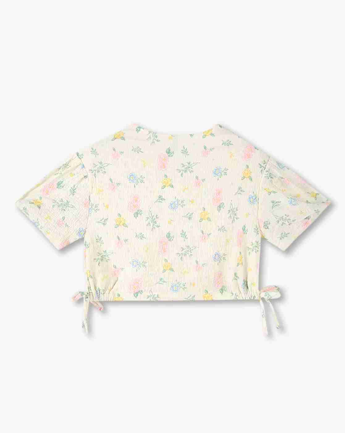 RIO GIRLS | Girls Floral Print Regular Fit Top with Tie-Up|1