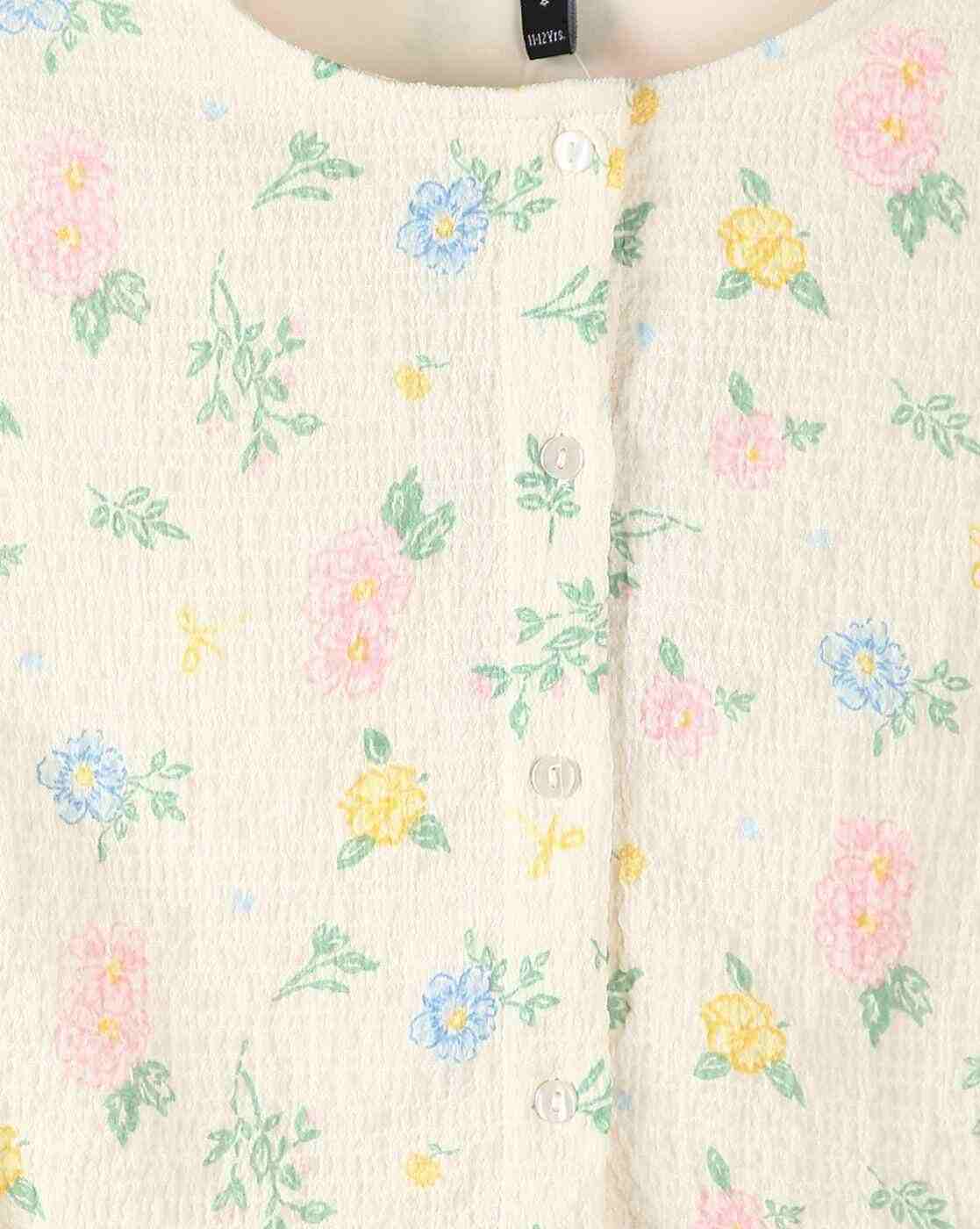 RIO GIRLS | Girls Floral Print Regular Fit Top with Tie-Up|2