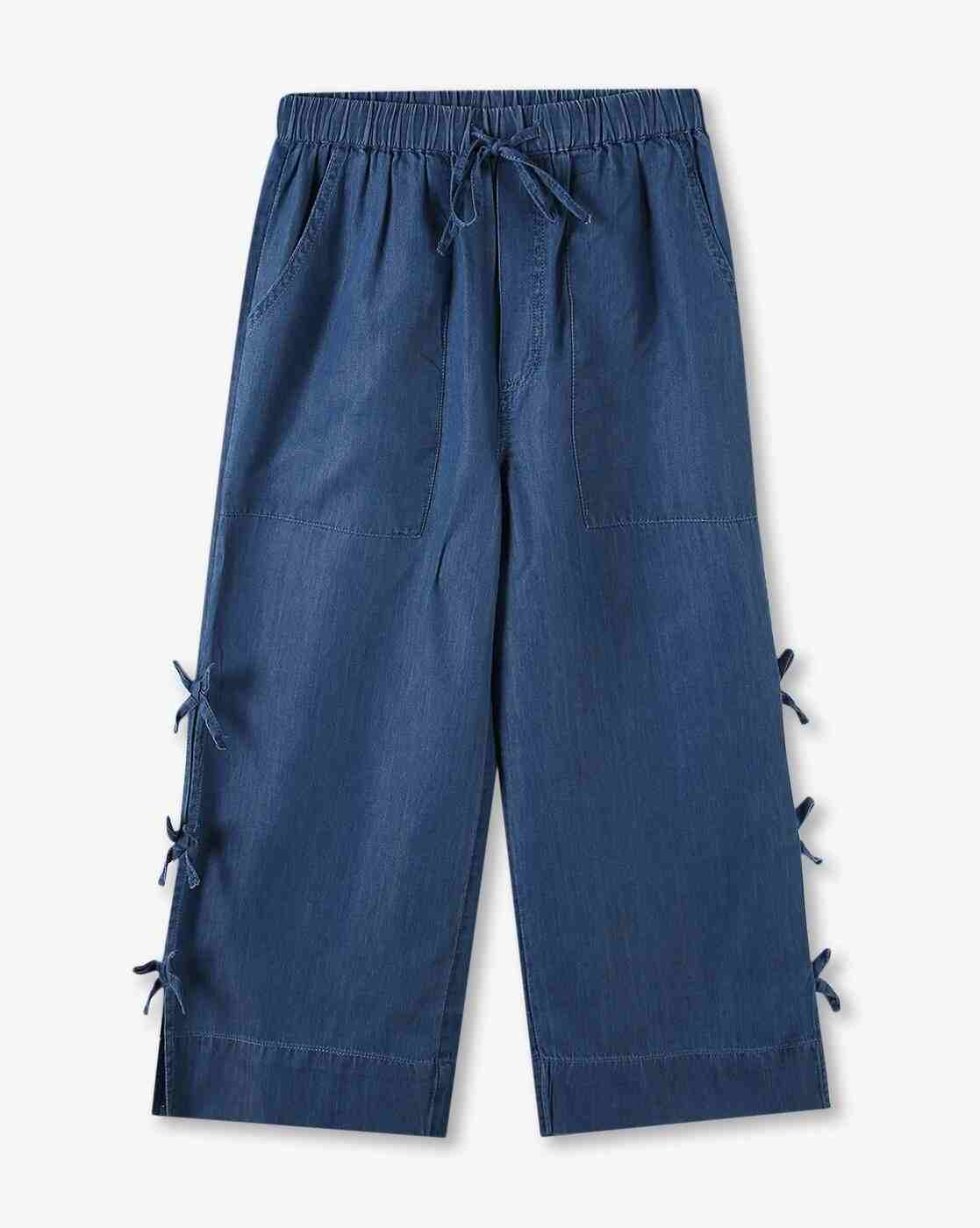 RIO GIRLS | Girls Mid-Rise Wide-Leg Culotte with Bow Detail|0