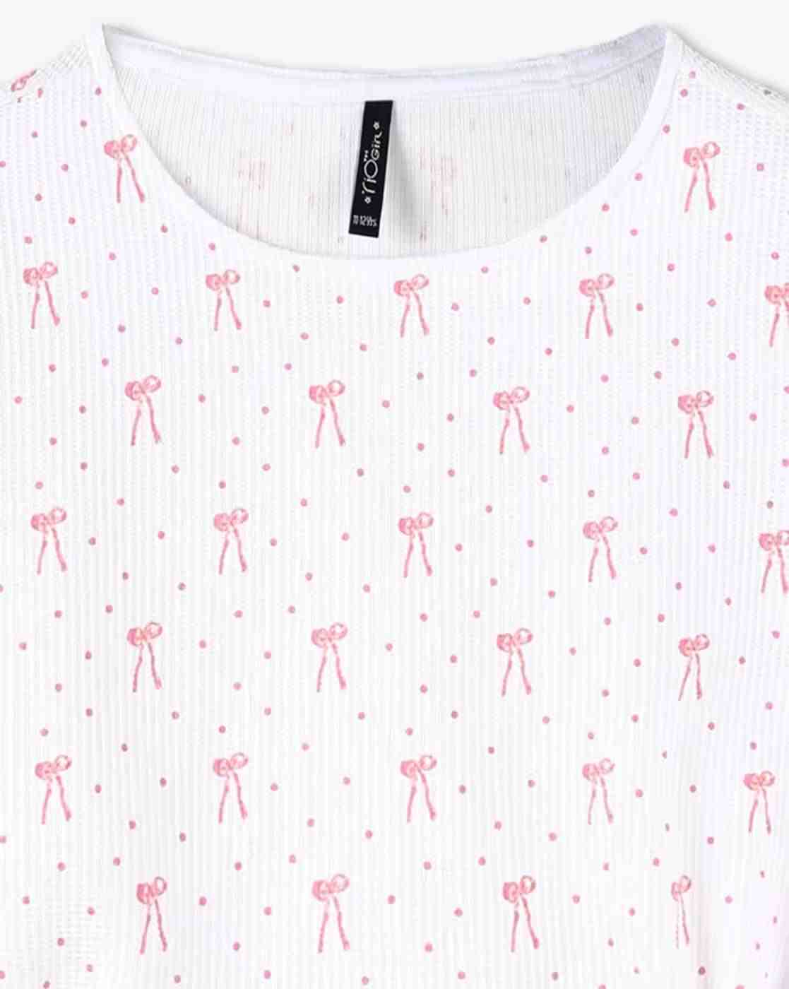 RIO GIRLS | Girls Bow Print Regular Fit Round-Neck Top|2