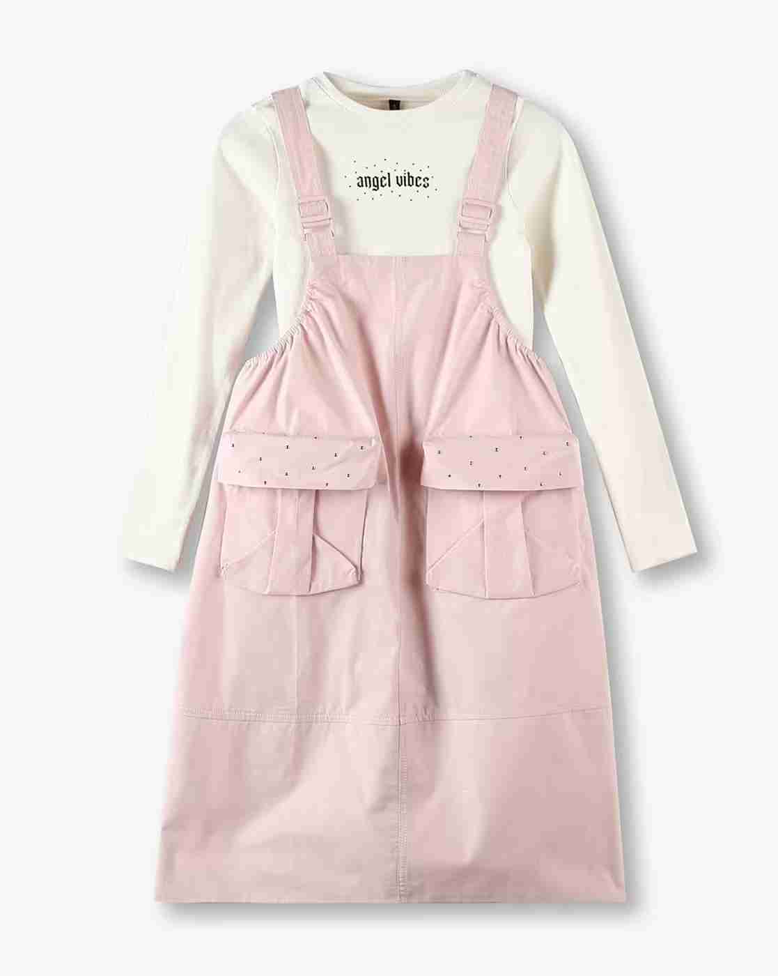 Girls Embellished A-Line Dress with T-Shirt