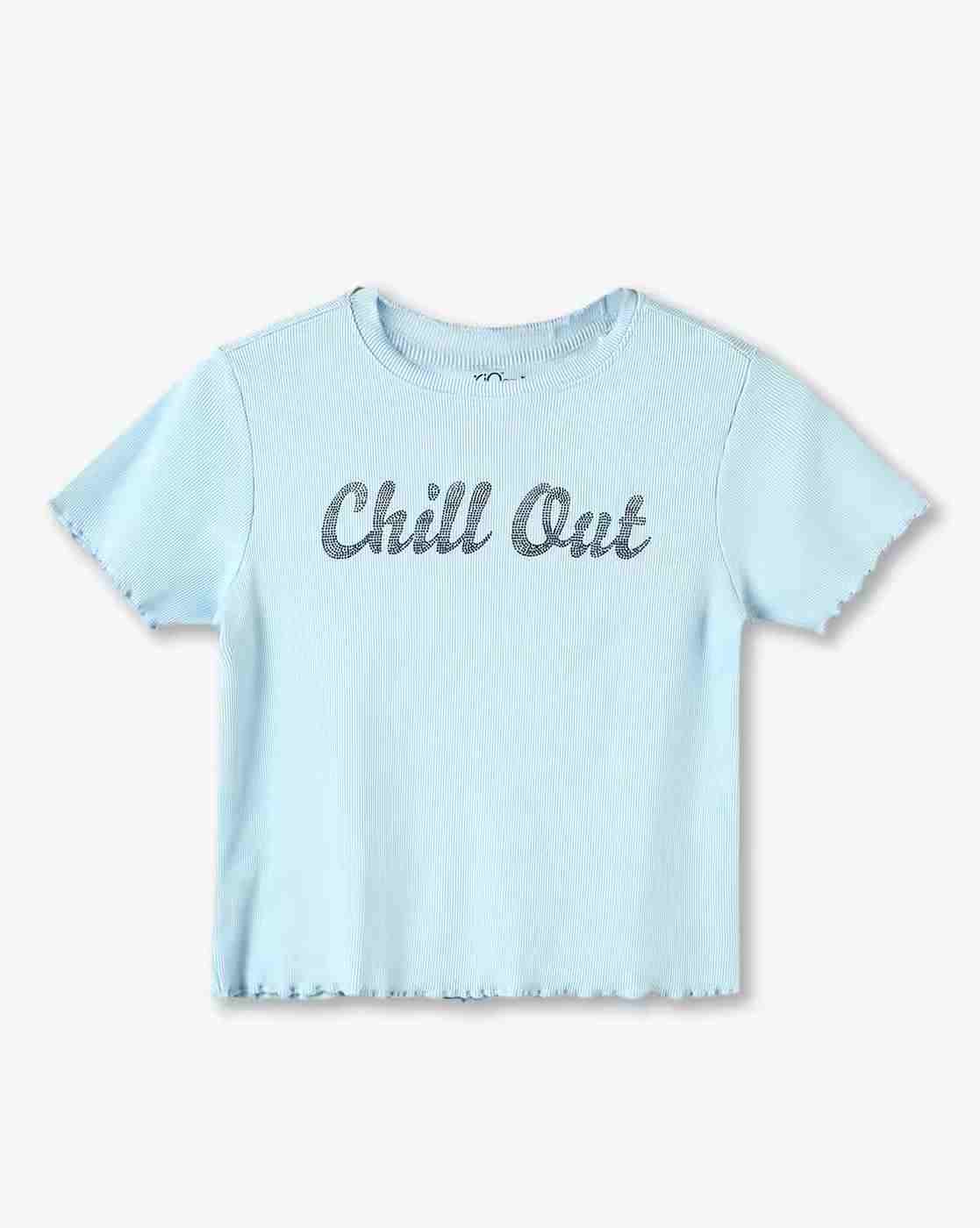 RIO GIRLS | Girls Typographic Print Regular Fit Round-Neck T-Shirt|0