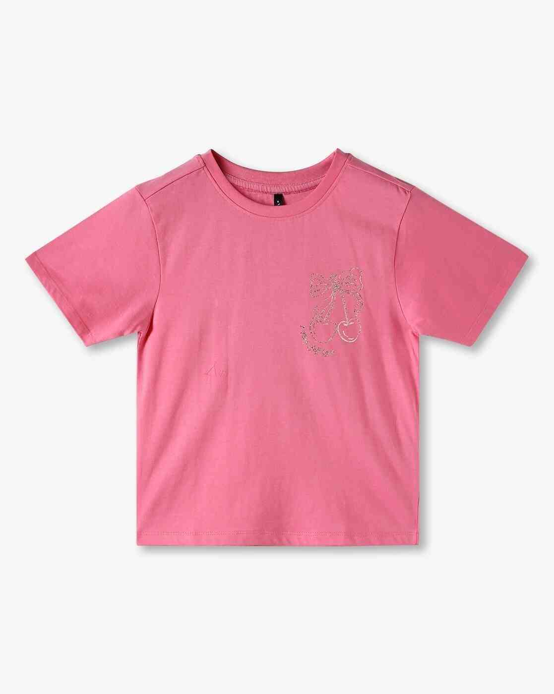 RIO GIRLS | Girls Graphic Print Regular Fit Round-Neck T-Shirt|0