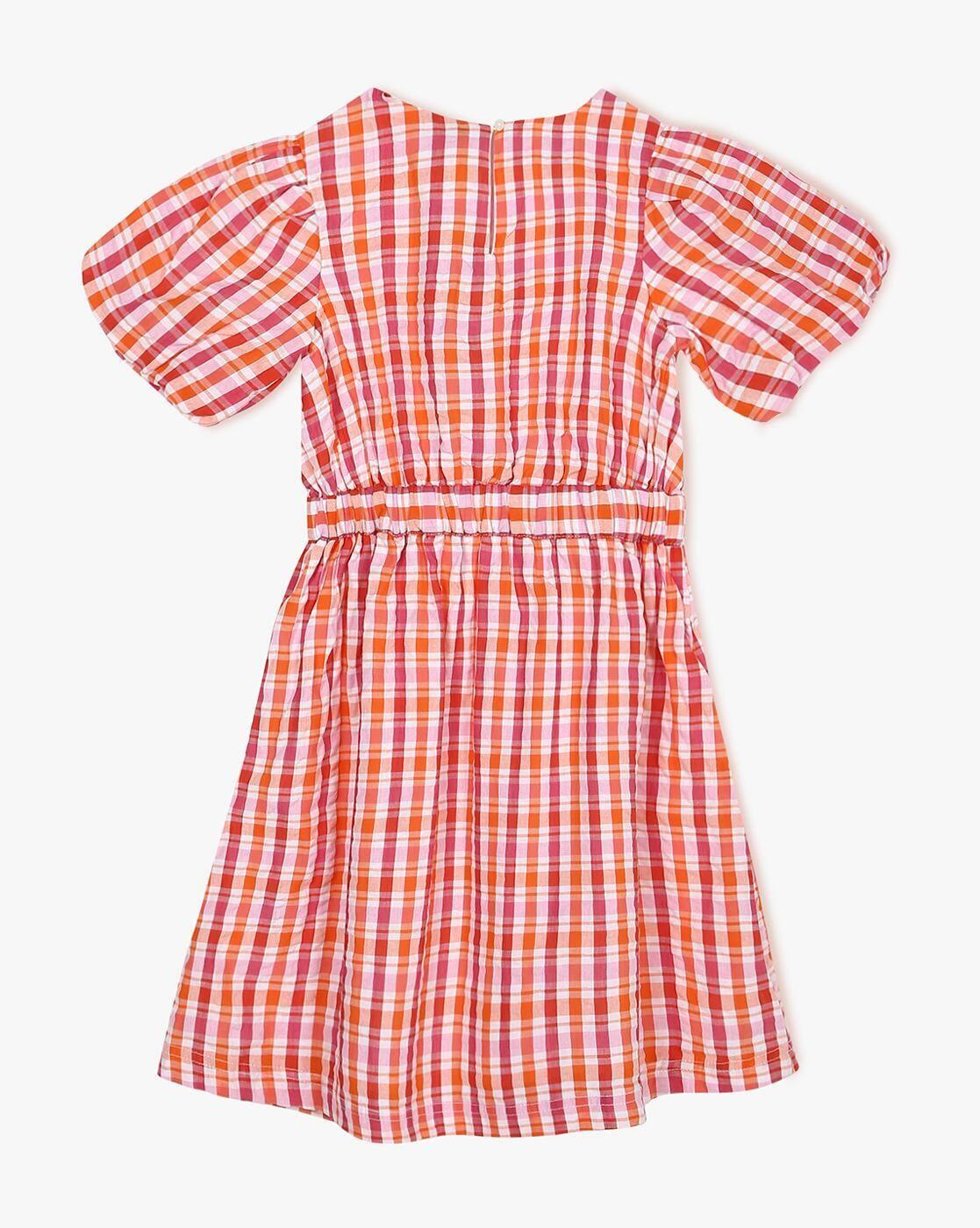 RIO GIRLS | Girls Checked Fit & Flare Dress|1