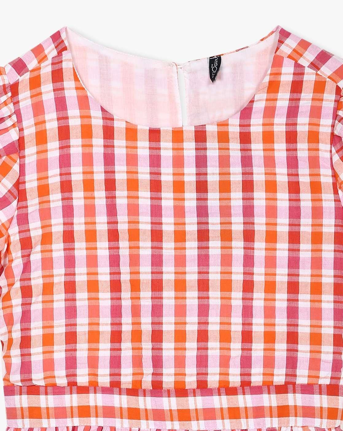 RIO GIRLS | Girls Checked Fit & Flare Dress|2